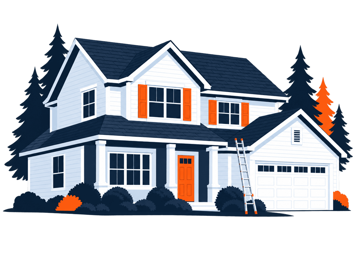 Illustration of a Minnesota house with a new roof